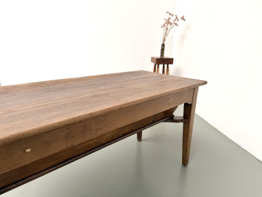 Table de ferme, ancien pétrin en chêne massif, France, vers 1920, vue 25