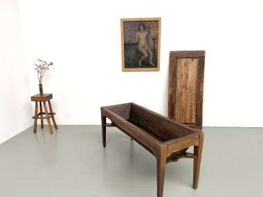 Table de ferme, ancien pétrin en chêne massif, France, vers 1920, vue 28