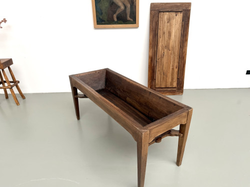 Table de ferme, ancien pétrin en chêne massif, France, vers 1920, vue 29