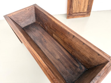Table de ferme, ancien pétrin en chêne massif, France, vers 1920, vue 30