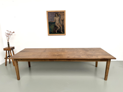 Très grande table de ferme en chêne massif, années 1950 – L300 cm, vue 2