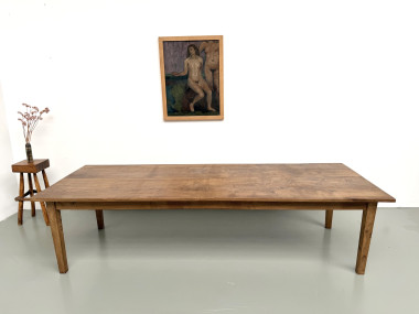 Très grande table de ferme en chêne massif, années 1950 – L300 cm, vue 2