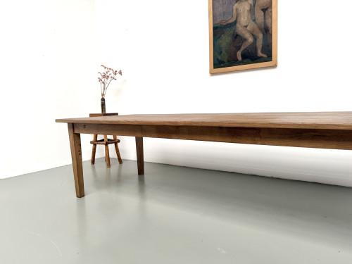 Très grande table de ferme en chêne massif, années 1950 – L300 cm, vue 5