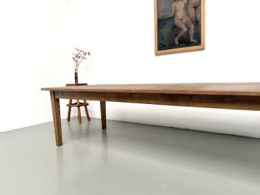 Très grande table de ferme en chêne massif, années 1950 – L300 cm, vue 5