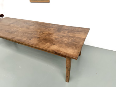Très grande table de ferme en chêne massif, années 1950 – L300 cm, vue 6
