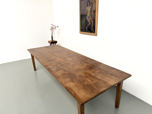 Très grande table de ferme en chêne massif, années 1950 – L300 cm, vue 8