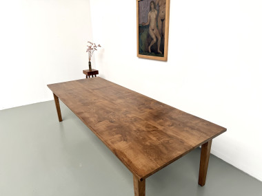 Très grande table de ferme en chêne massif, années 1950 – L300 cm, vue 8