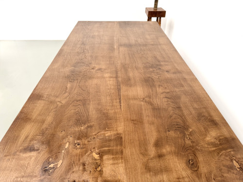 Très grande table de ferme en chêne massif, années 1950 – L300 cm, vue 11