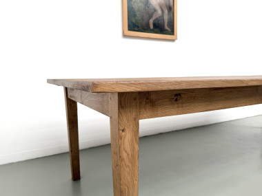 Très grande table de ferme en chêne massif, années 1950 – L300 cm, vue 15