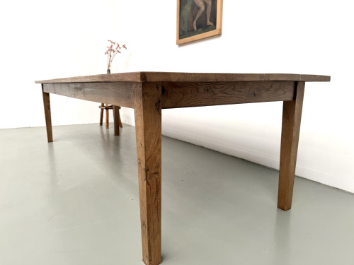 Très grande table de ferme en chêne massif, années 1950 – L300 cm, vue 23