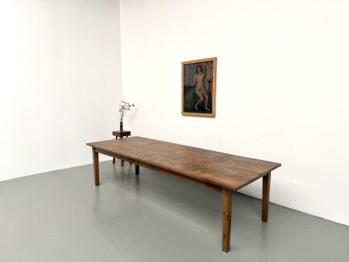 Très grande table de ferme en chêne massif, années 1950 – L300 cm, vue 24