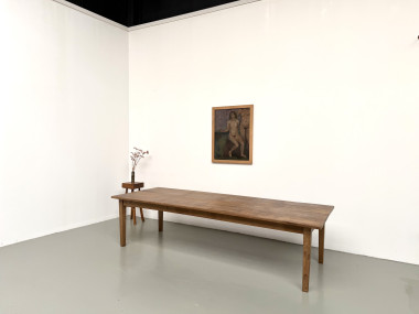 Très grande table de ferme en chêne massif, années 1950 – L300 cm, vue 25