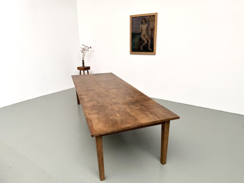 Très grande table de ferme en chêne massif, années 1950 – L300 cm, vue 30