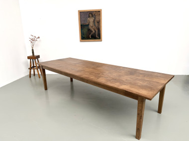 Très grande table de ferme en chêne massif, années 1950 – L300 cm, vue 31
