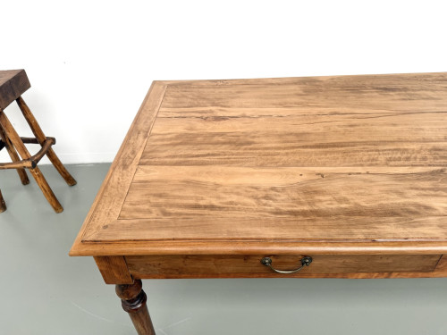 Table de ferme à 5 pieds en hêtre et 4 tiroirs, années 1950, vue 9