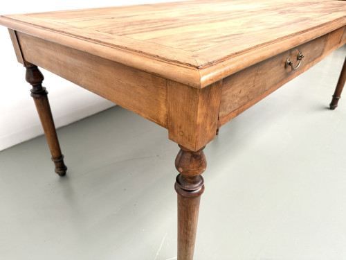Table de ferme à 5 pieds en hêtre et 4 tiroirs, années 1950, vue 11