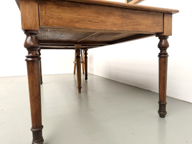 Table de ferme à 5 pieds en hêtre et 4 tiroirs, années 1950, vue 20