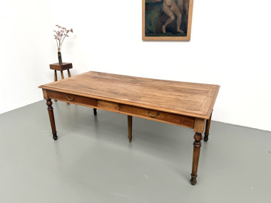 Table de ferme à 5 pieds en hêtre et 4 tiroirs, années 1950, vue 22