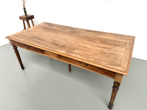 Table de ferme à 5 pieds en hêtre et 4 tiroirs, années 1950, vue 23