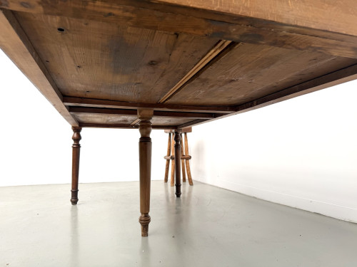 Table de ferme à 5 pieds en hêtre et 4 tiroirs, années 1950, vue 25