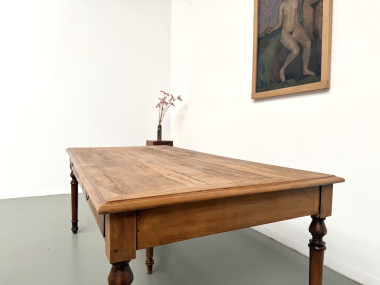 Table de ferme à 5 pieds en hêtre et 4 tiroirs, années 1950, vue 26