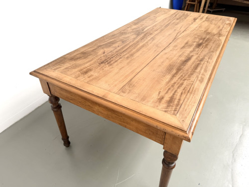 Table de ferme à 5 pieds en hêtre et 4 tiroirs, années 1950, vue 31