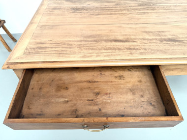 Table de ferme à 5 pieds en hêtre et 4 tiroirs, années 1950, vue 32