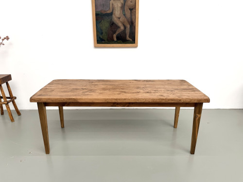 Table de ferme vintage en peuplier, vue 2