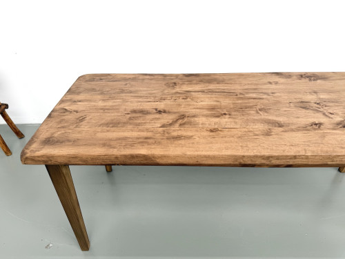 Table de ferme vintage en peuplier, vue 12