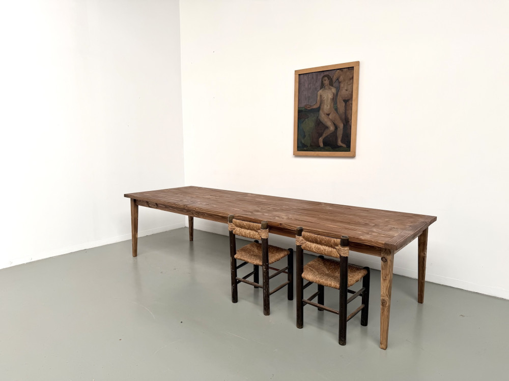 Table XXL en pin massif, circa 1970, vue 1