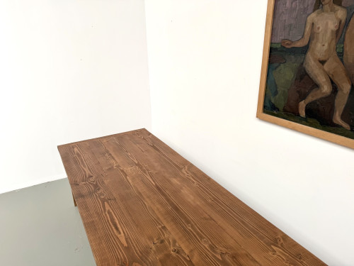 Table XXL en pin massif, circa 1970, vue 14