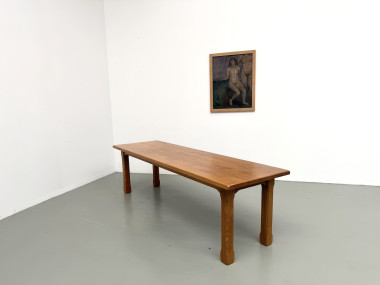 Table de repas brutaliste XL en chêne massif, vue 4