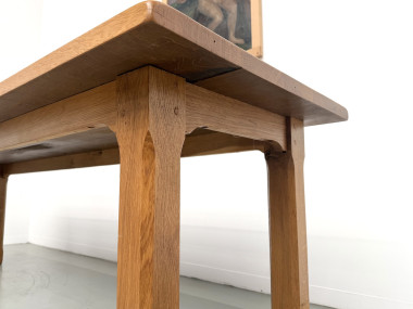 Table de repas brutaliste XL en chêne massif, vue 13