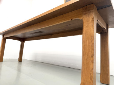 Table de repas brutaliste XL en chêne massif, vue 14