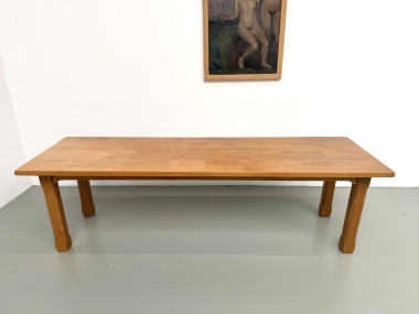 Table de repas brutaliste XL en chêne massif, vue 2