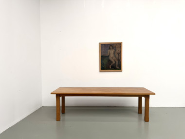 Table de repas brutaliste XL en chêne massif, vue 3