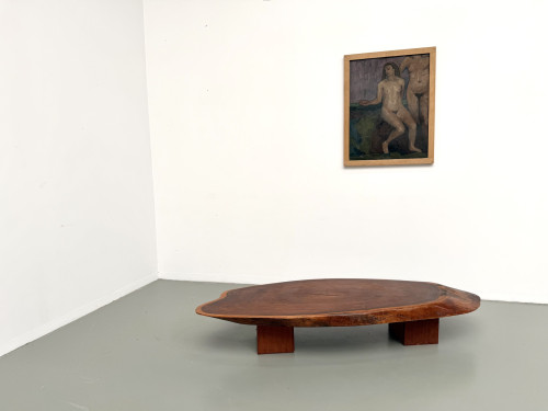 Table Basse Organique "Slab" en Bois Exotique Massif, vue 3
