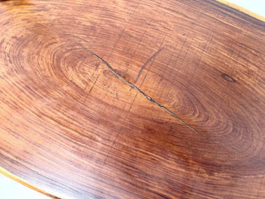 Table Basse Organique "Slab" en Bois Exotique Massif, vue 8