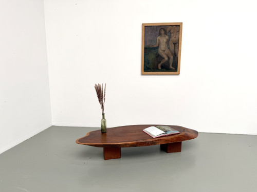 Table Basse Organique "Slab" en Bois Exotique Massif, vue 11