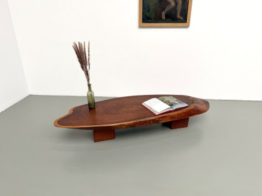 Table Basse Organique "Slab" en Bois Exotique Massif, vue 12