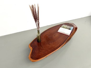 Table Basse Organique "Slab" en Bois Exotique Massif, vue 13
