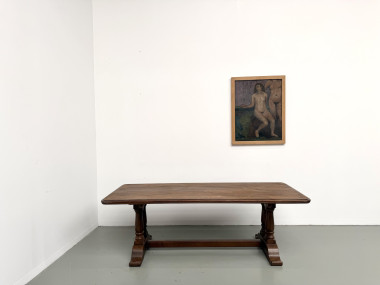 Table de ferme bourgeoise en chêne, années 50, vue 3