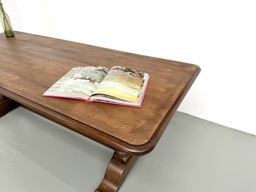 Table de ferme bourgeoise en chêne, années 50, vue 11