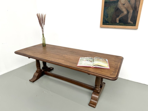 Table de ferme bourgeoise en chêne, années 50, vue 12