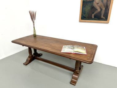 Table de ferme bourgeoise en chêne, années 50, vue 12