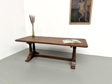 Table de ferme bourgeoise en chêne, années 50, vue 1