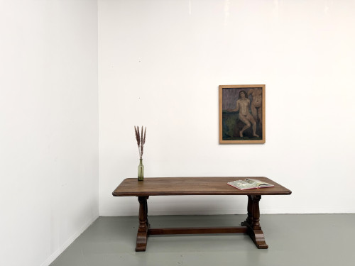 Table de ferme bourgeoise en chêne, années 50, vue 13