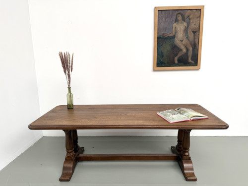 Table de ferme bourgeoise en chêne, années 50, vue 20