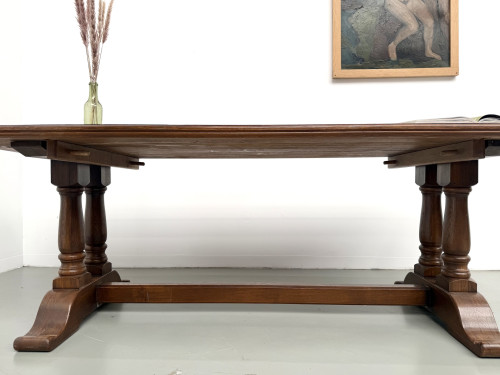 Table de ferme bourgeoise en chêne, années 50, vue 21