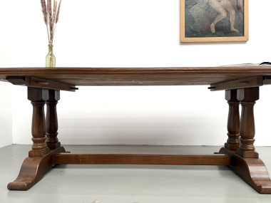 Table de ferme bourgeoise en chêne, années 50, vue 21